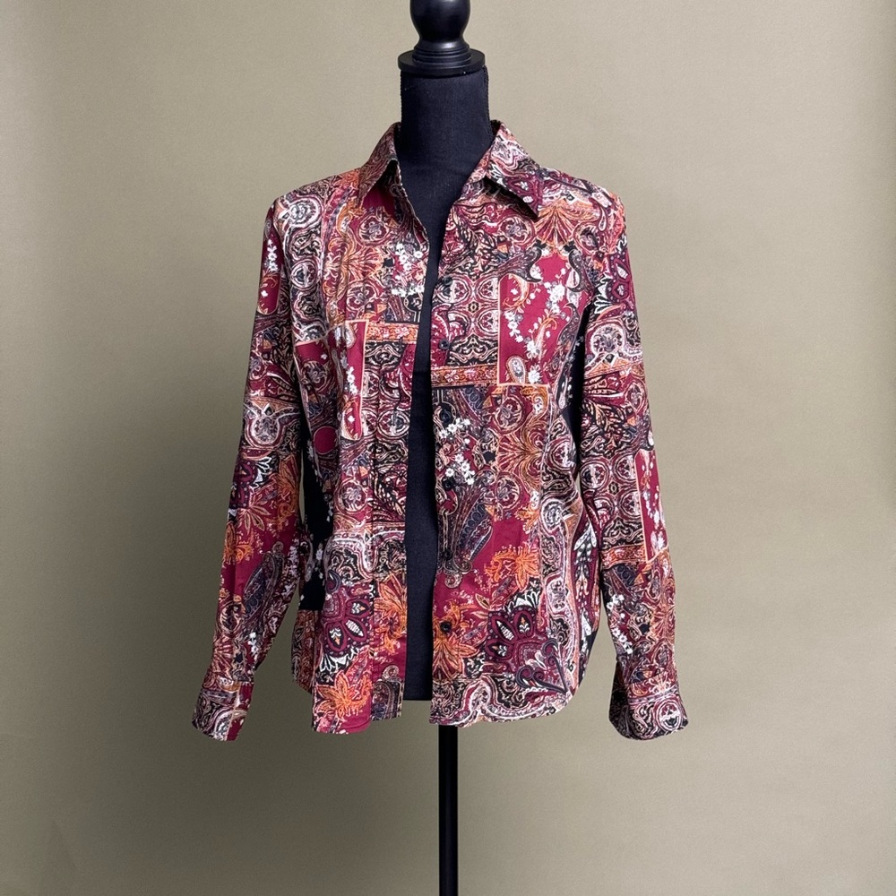 💚 Boho paisley button up long sleeve by Cold water creek
